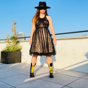 BHLDN Catherine Deane Dress Leather Metal Studs Light Padding Satin Halter